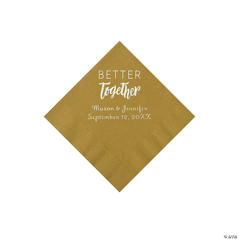 Gold Better Together Personalized Napkins with Silver Foil - Beverage Image Thumbnail