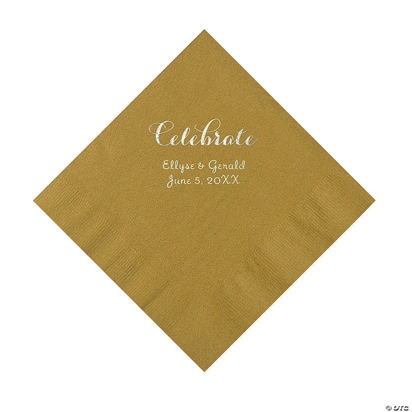 Gold Celebrate Personalized Napkins with Silver Foil - Luncheon Image Thumbnail