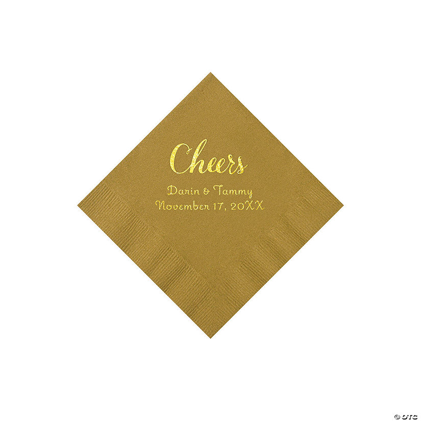 Gold Cheers Personalized Napkins with Gold Foil - Beverage Image Thumbnail