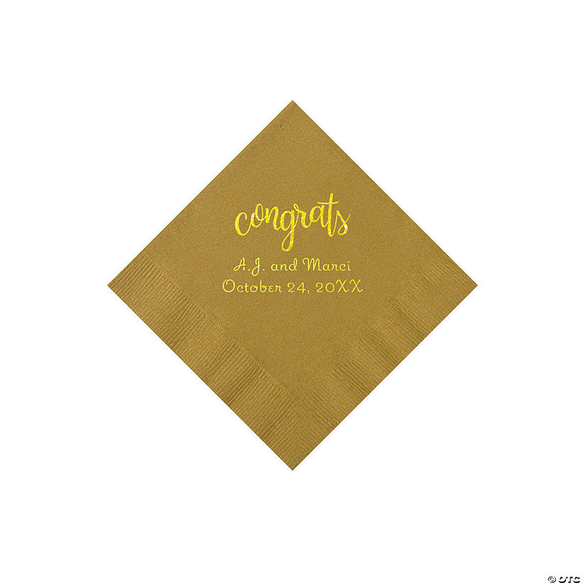 Gold Congrats Personalized Napkins with Gold Foil - Beverage Image Thumbnail