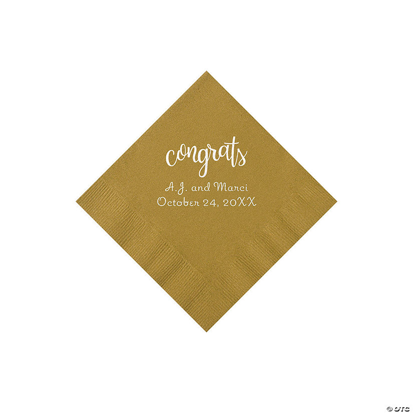 Gold Congrats Personalized Napkins with Silver Foil - Beverage Image Thumbnail