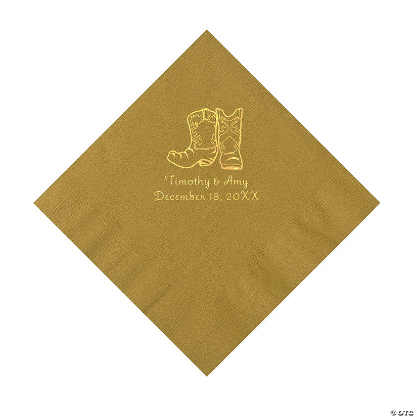 Gold Cowboy Boots Personalized Napkins with Gold Foil - Luncheon Image Thumbnail