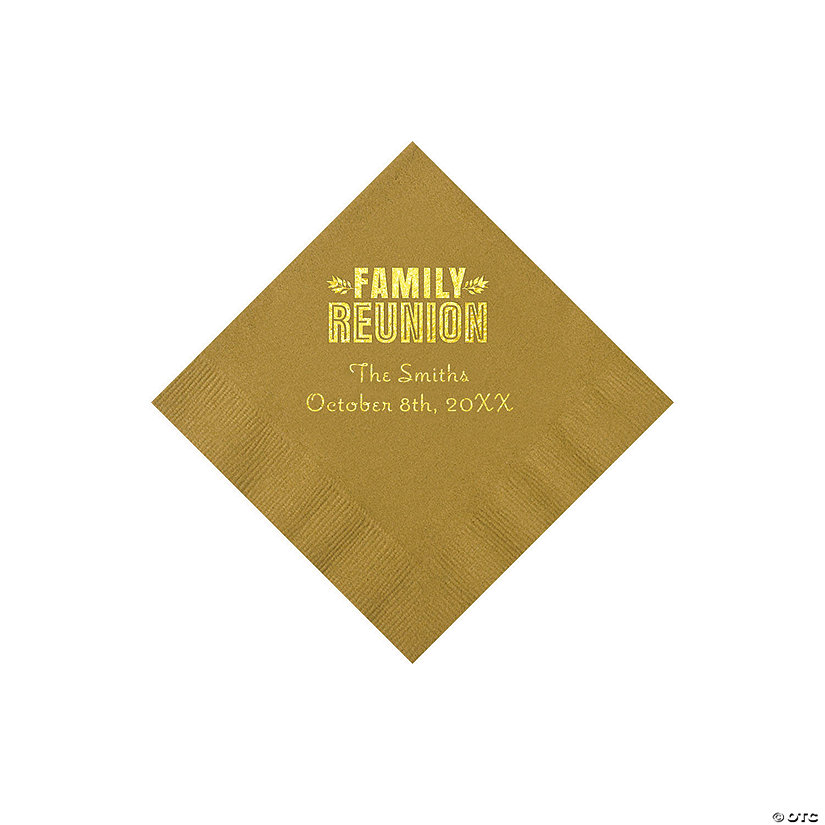 Gold Family Reunion Personalized Napkins with Gold Foil &#8211; 50 Pc. Beverage Image Thumbnail