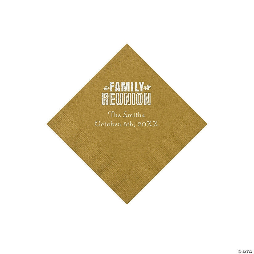 Gold Family Reunion Personalized Napkins with Silver Foil &#8211; 50 Pc. Beverage Image Thumbnail