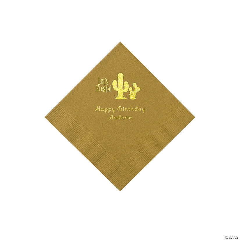 Gold Fiesta Personalized Napkins with Gold Foil - Beverage Image Thumbnail