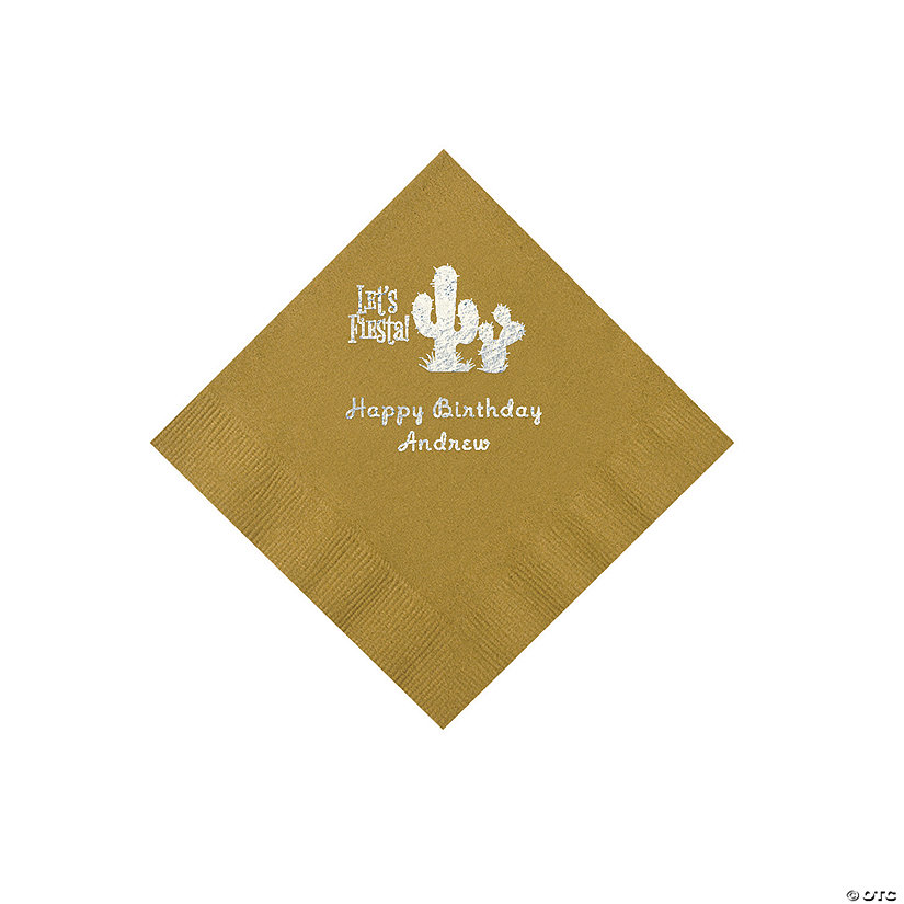 Gold Fiesta Personalized Napkins with Silver Foil - Beverage Image Thumbnail