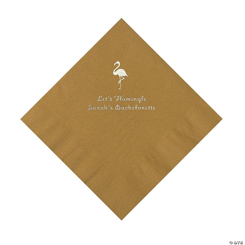 Gold Flamingo Personalized Napkins with Silver Foil &#8211; 50 Pc. Luncheon Image