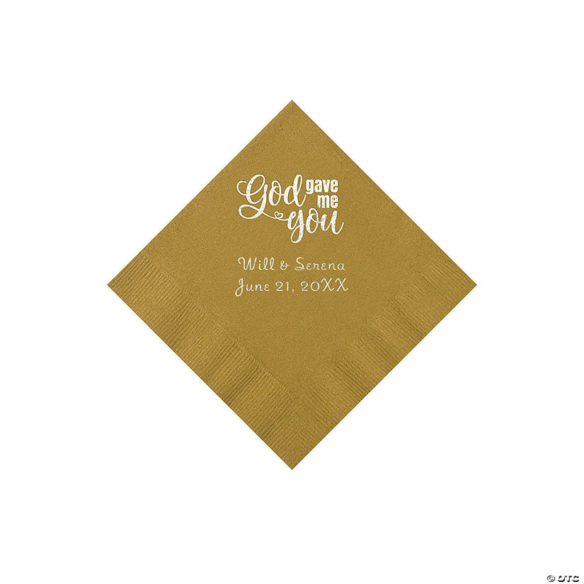 Gold God Gave Me You Personalized Napkins with Silver Foil - Beverage Image Thumbnail