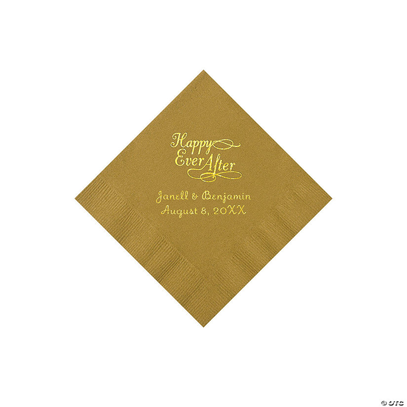 Gold Happy Ever After Personalized Napkins with Gold Foil - Beverage Image Thumbnail