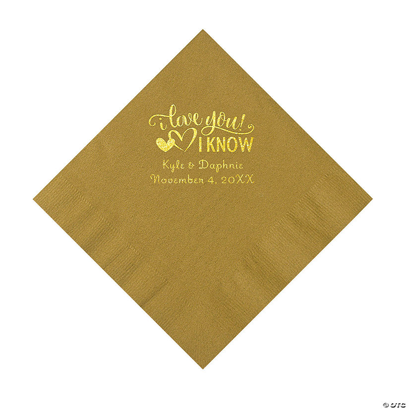 Gold I Love You, I Know Personalized Napkins with Gold Foil - Luncheon Image Thumbnail
