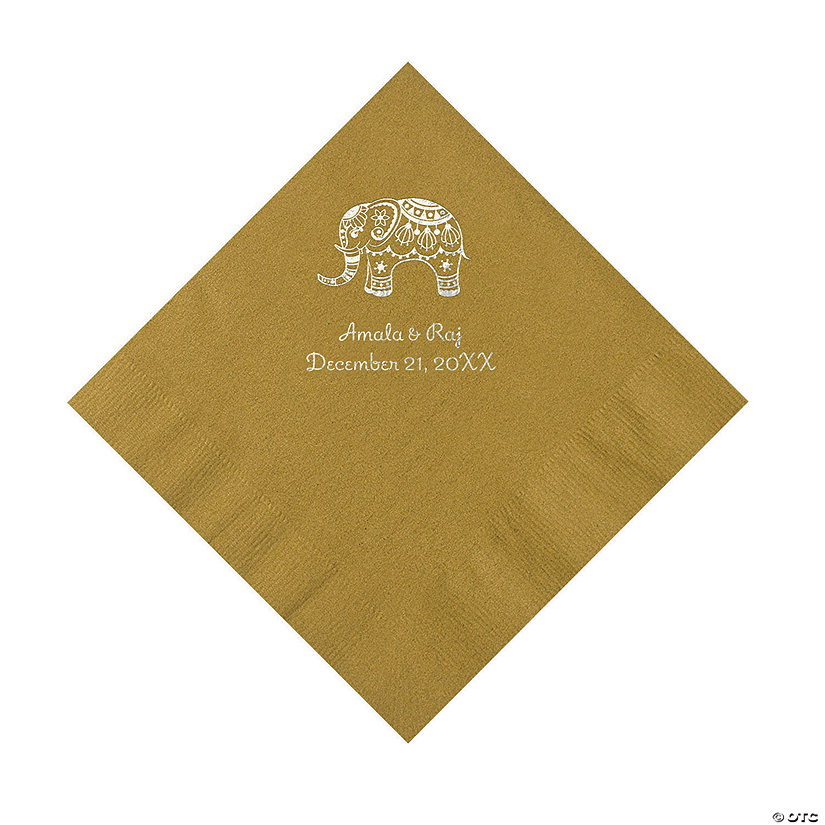 Gold Indian Wedding Personalized Napkins with Silver Foil - Luncheon Image Thumbnail