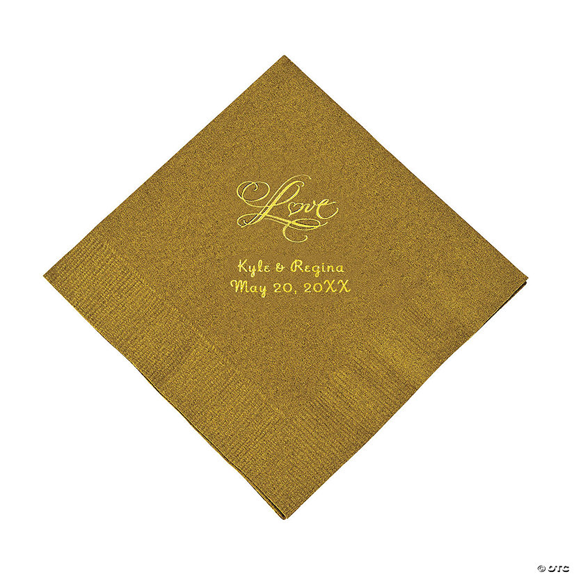 Gold &#8220;Love&#8221; Personalized Napkins with Gold Foil - Luncheon Image Thumbnail