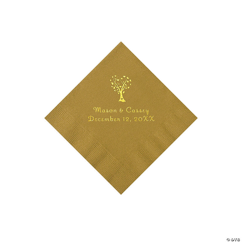 Gold Love Tree Personalized Napkins with Gold Foil - 50 Pc. Beverage Image Thumbnail
