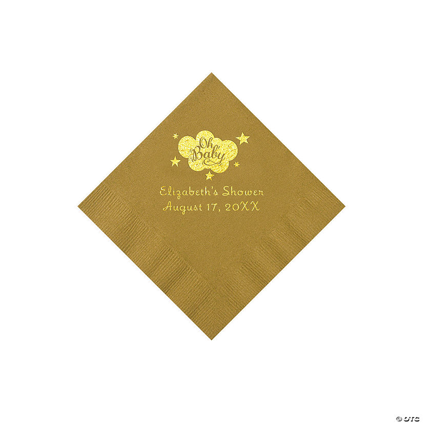 Gold Oh Baby Personalized Napkins with Gold Foil &#8211; 50 Pc. Beverage Image Thumbnail