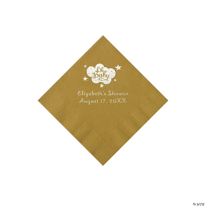 Gold Oh Baby Personalized Napkins with Silver Foil &#8211; 50 Pc. Beverage Image Thumbnail