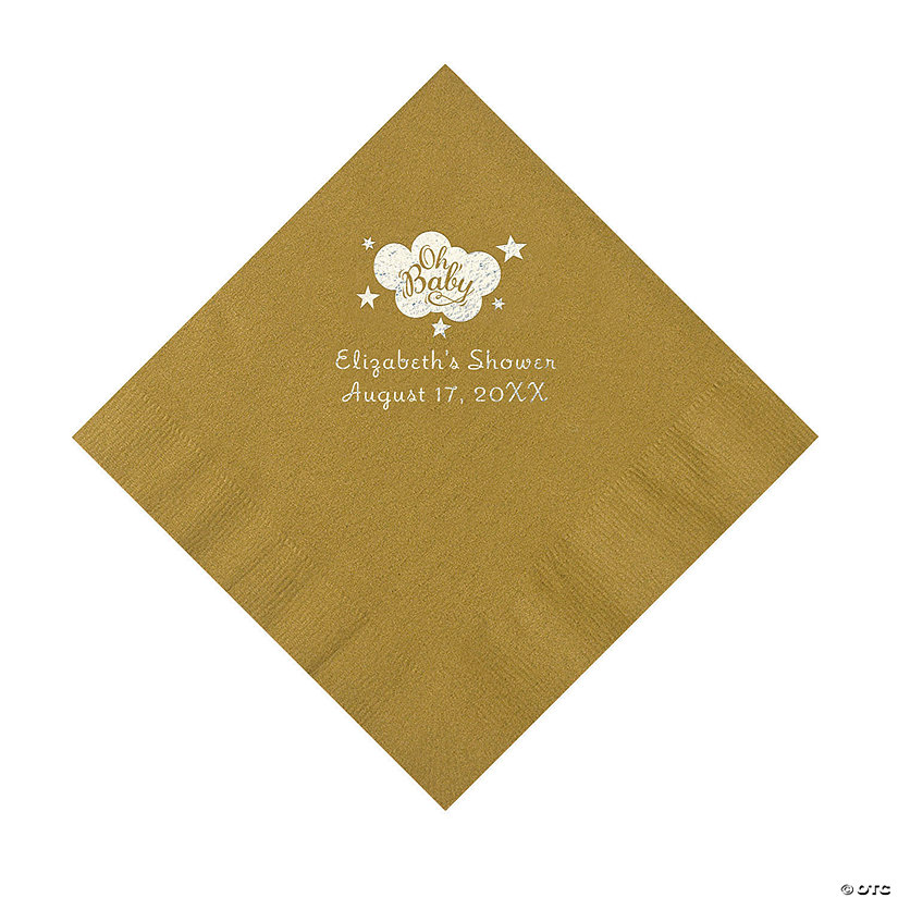 Gold Oh Baby Personalized Napkins with Silver Foil &#8211; 50 Pc. Luncheon Image Thumbnail