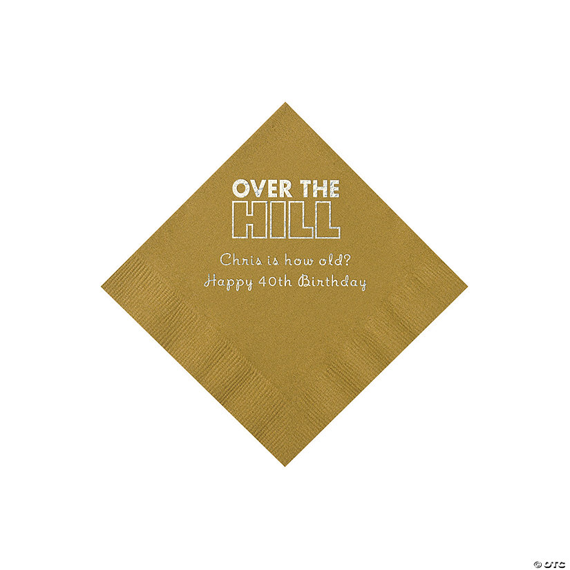 Gold Over the Hill Personalized Napkins with Silver Foil &#8211; 50 Pc. Beverage Image Thumbnail