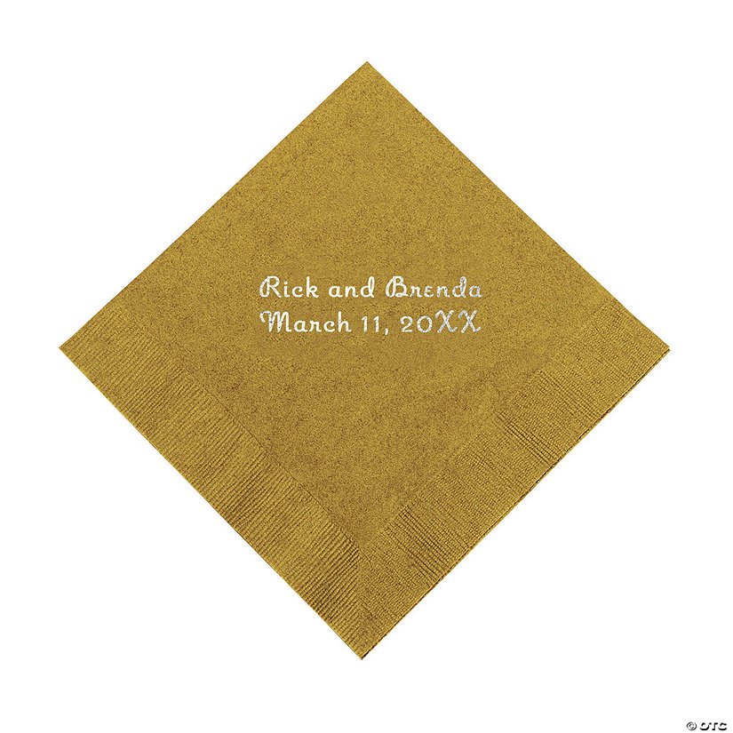 Gold Personalized Napkins with Silver Foil - Beverage Image