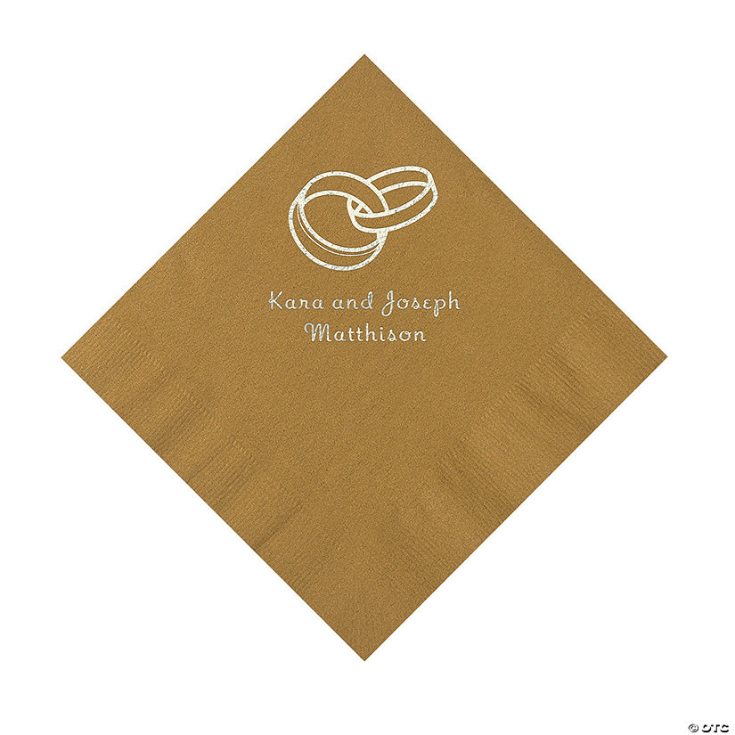 Gold Wedding Ring Personalized Napkins - 50 Pc. Luncheon Image