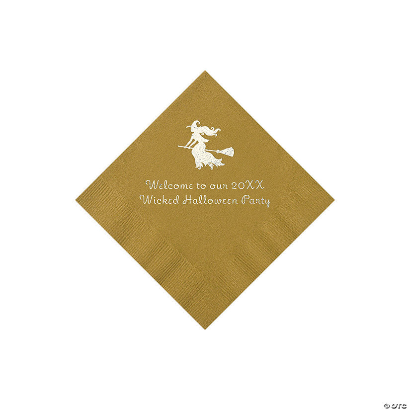 Gold Witch Personalized Napkins with Silver Foil - 50 Pc. Beverage Image Thumbnail