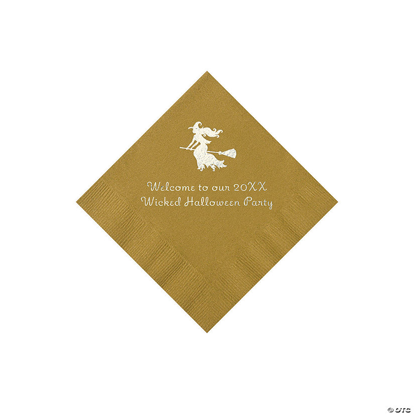 Gold Witch Personalized Napkins with Silver Foil - 50 Pc. Beverage Image