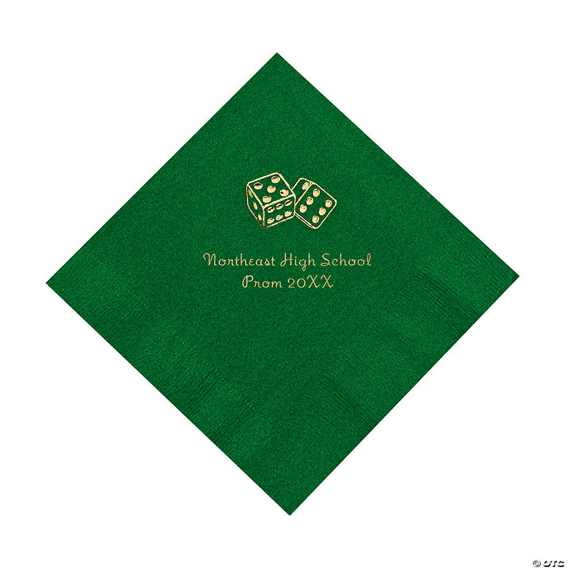 Green Casino Personalized Napkins with Gold Foil - 50 Pc. Luncheon Image Thumbnail