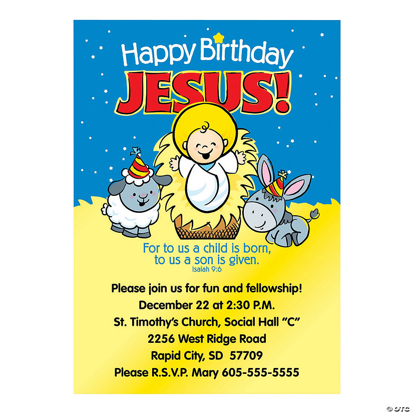 Happy Birthday Jesus Personalized Invitations | Oriental Trading