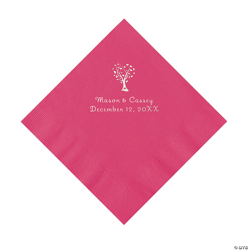 Hot Pink Love Tree Personalized Napkins - 50 Pc. Luncheon Image