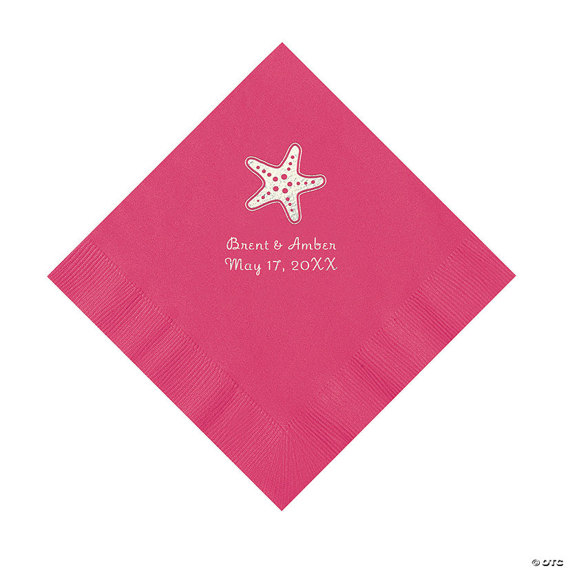 Hot Pink Starfish Personalized Luncheon Napkins - 50 Pc. Image Thumbnail