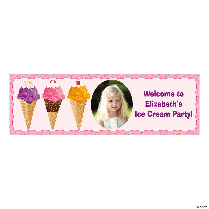 Ice Cream Party Photo Custom Banner - Medium Image