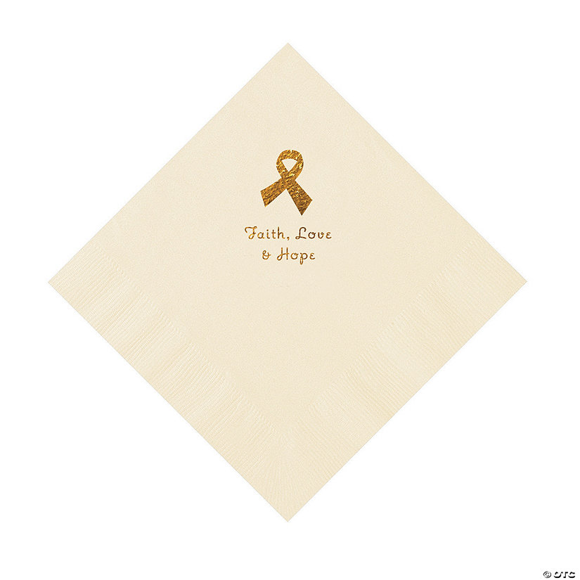 Ivory Awareness Ribbon Personalized Napkins with Gold Foil - 50 Pc. Luncheon Image Thumbnail