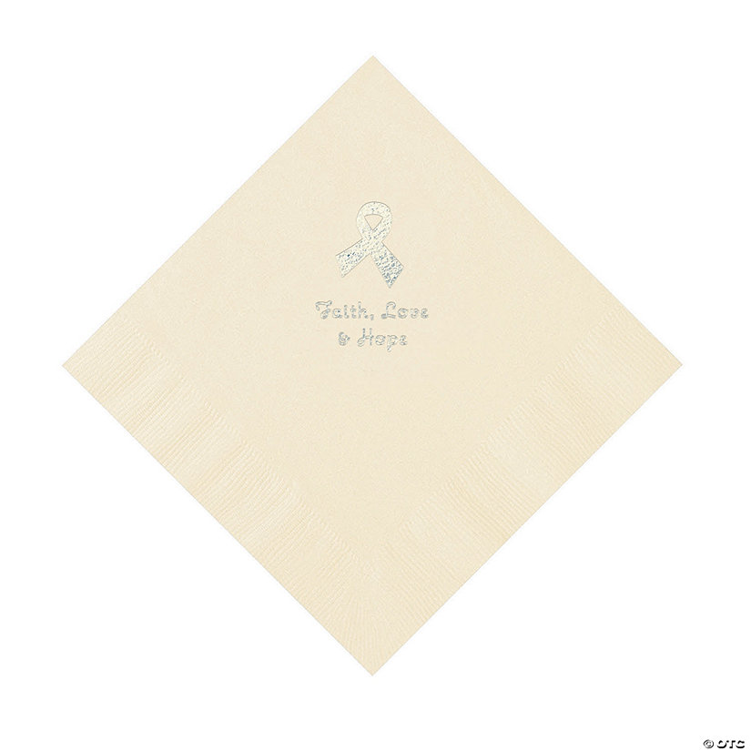 Ivory Awareness Ribbon Personalized Napkins with Silver Foil - 50 Pc. Luncheon Image Thumbnail