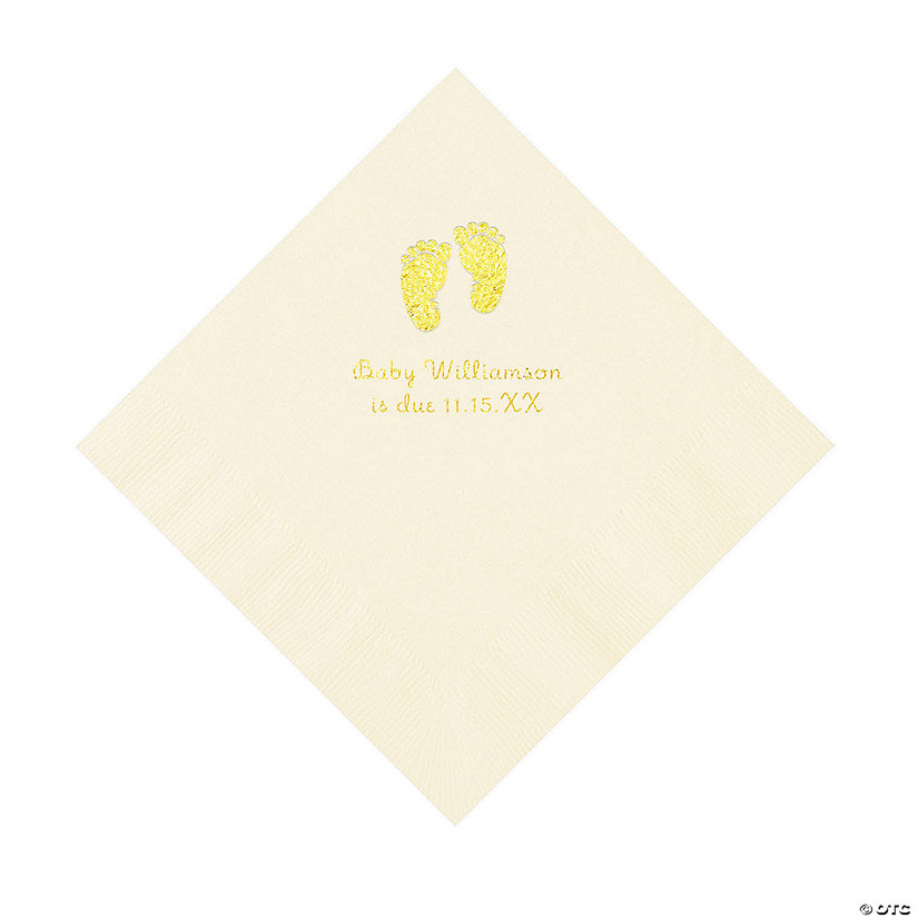 Ivory Baby Feet Personalized Napkins with Gold Foil - 50 Pc. Luncheon Image Thumbnail