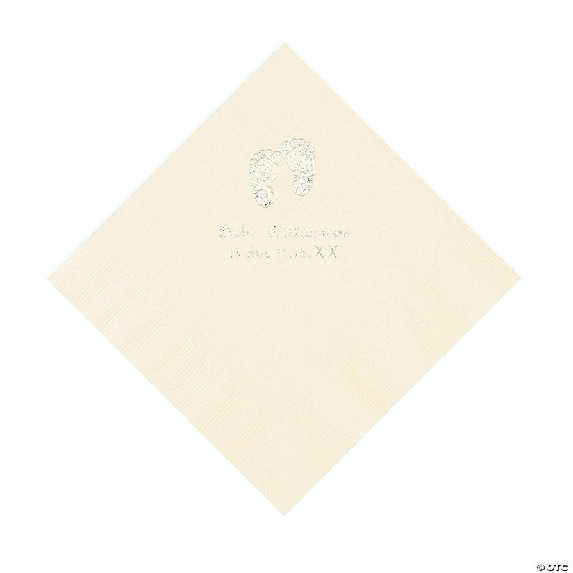 Ivory Baby Feet Personalized Napkins with Silver Foil - 50 Pc. Luncheon Image Thumbnail