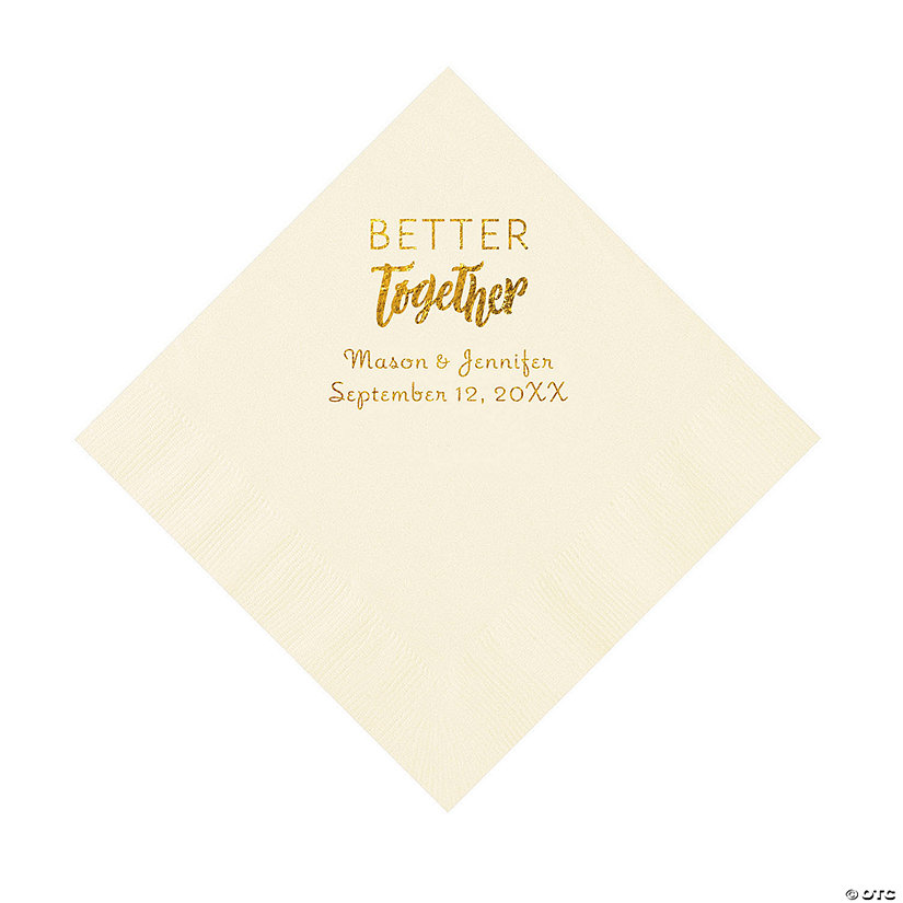 Ivory Better Together Personalized Napkins with Gold Foil - Luncheon Image Thumbnail