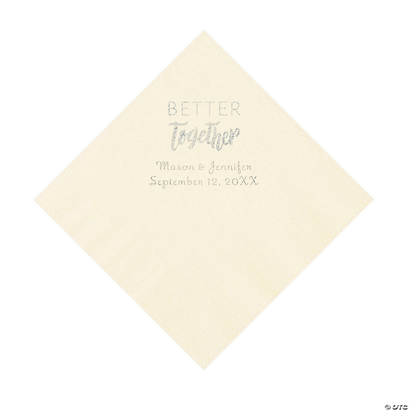 Ivory Better Together Personalized Napkins with Silver Foil - Luncheon Image Thumbnail