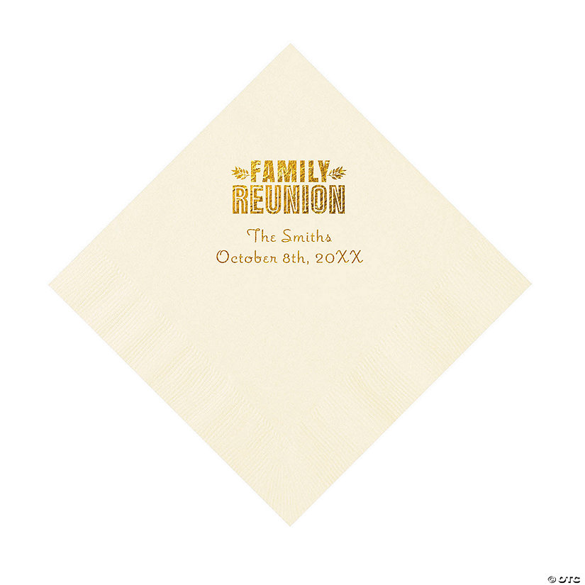 Ivory Family Reunion Personalized Napkins with Gold Foil - 50 Pc. Luncheon Image Thumbnail