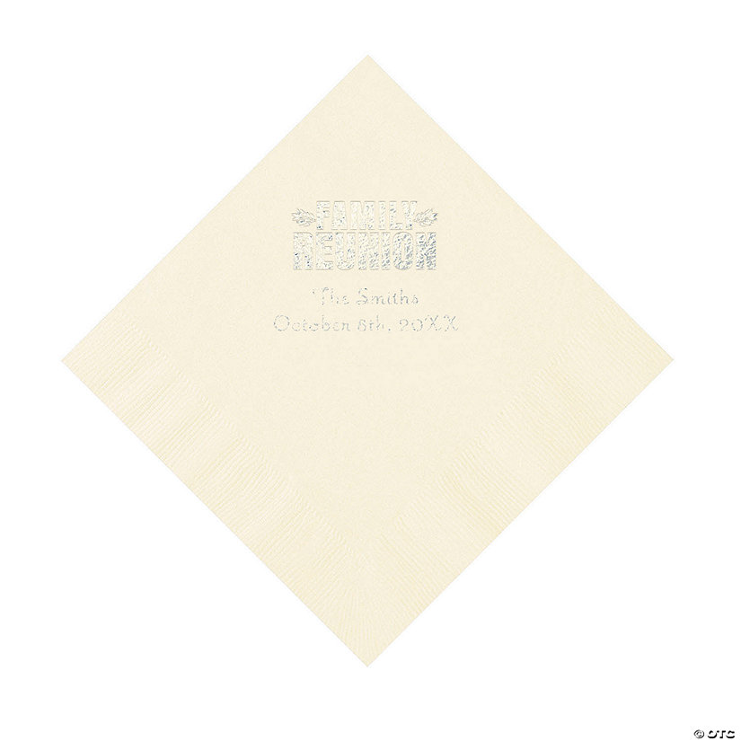 Ivory Family Reunion Personalized Napkins with Silver Foil - 50 Pc. Luncheon Image