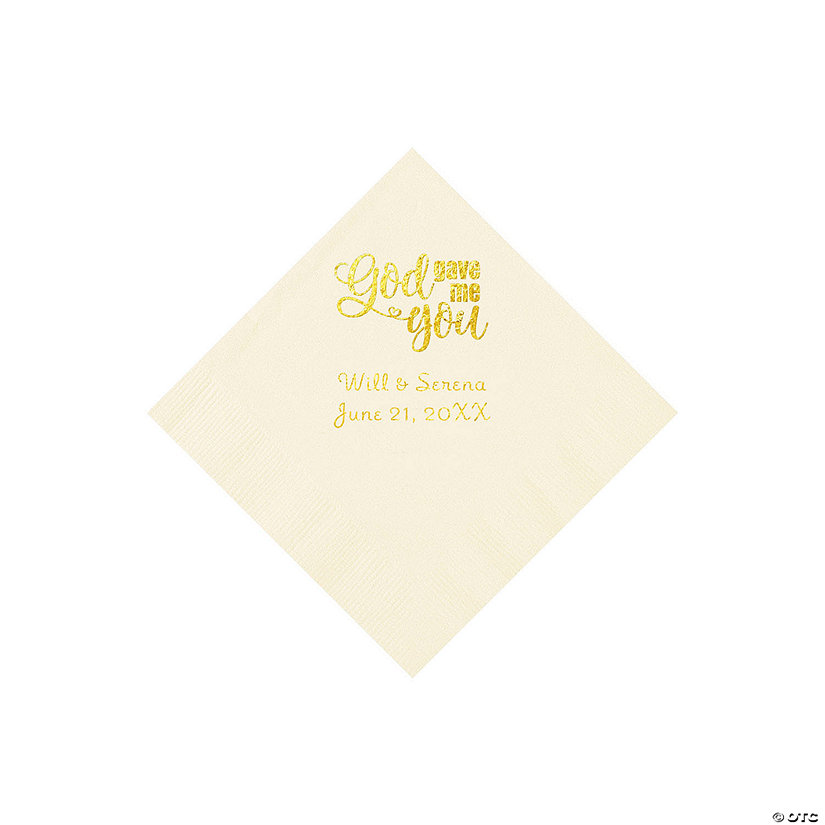 Ivory God Gave Me You Personalized Napkins with Gold Foil - Beverage Image Thumbnail