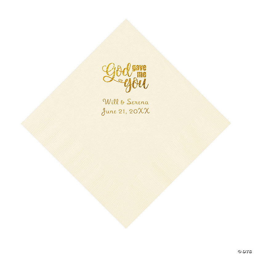 Ivory God Gave Me You Personalized Napkins with Gold Foil - Luncheon Image Thumbnail