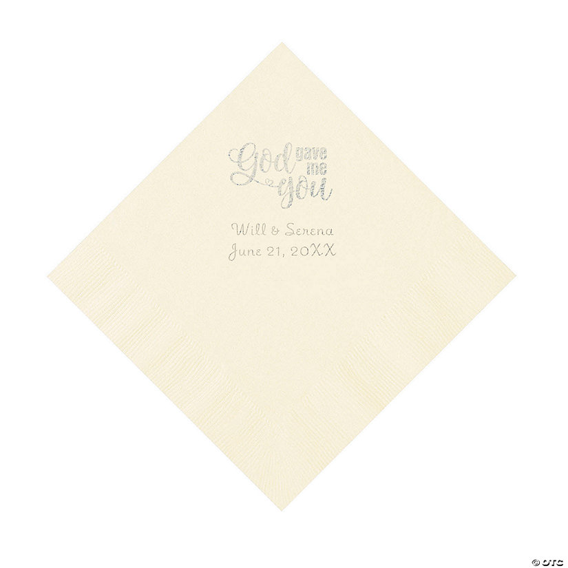Ivory God Gave Me You Personalized Napkins with Silver Foil - Luncheon Image Thumbnail
