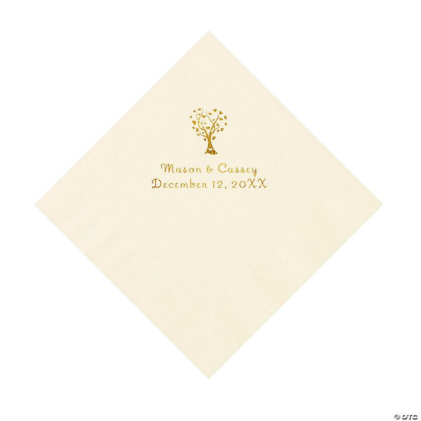 Ivory Love Tree Personalized Napkins with Gold Foil - 50 Pc. Luncheon Image Thumbnail