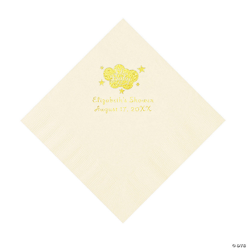 Ivory Oh Baby Personalized Napkins with Gold Foil - 50 Pc. Luncheon Image