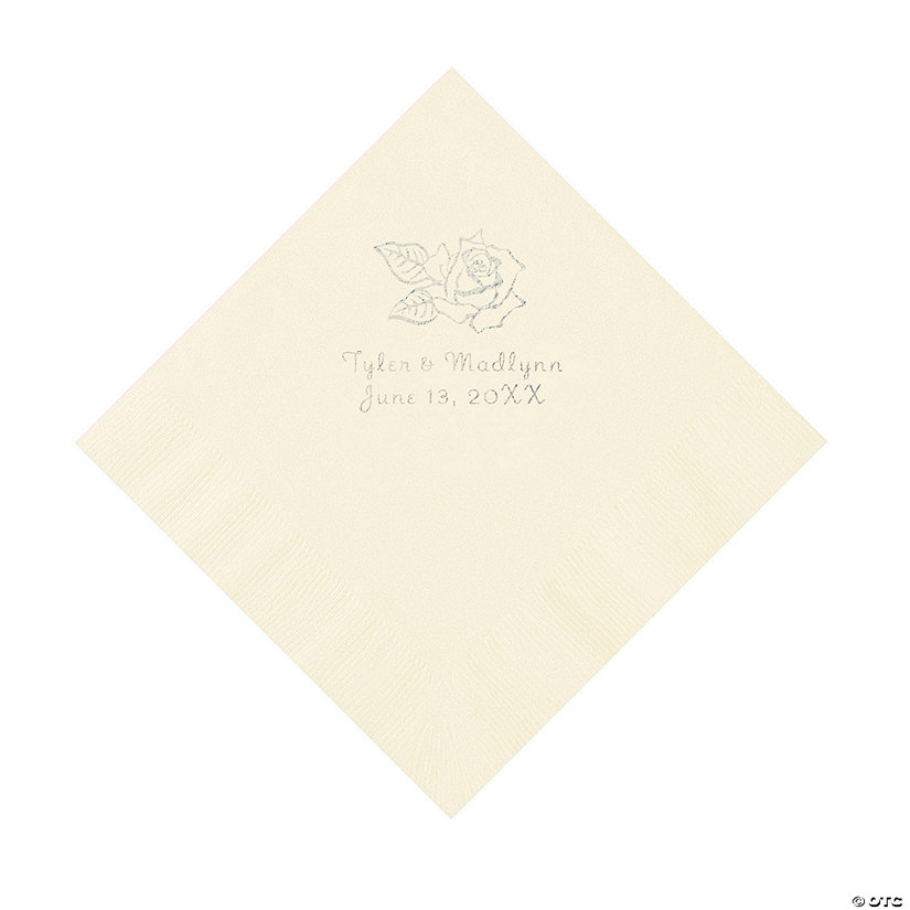 Ivory Rose Personalized Napkins - 50 Pc. Luncheon Image