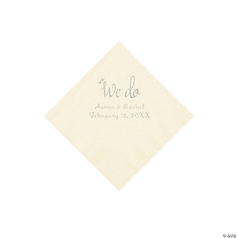 Ivory We Do Personalized Napkins with Silver Foil - Beverage Image Thumbnail