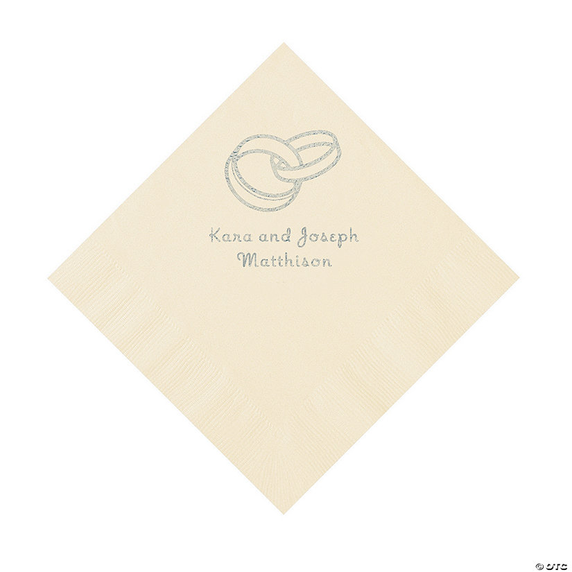 Ivory Wedding Ring Personalized Napkins - 50 Pc. Luncheon Image