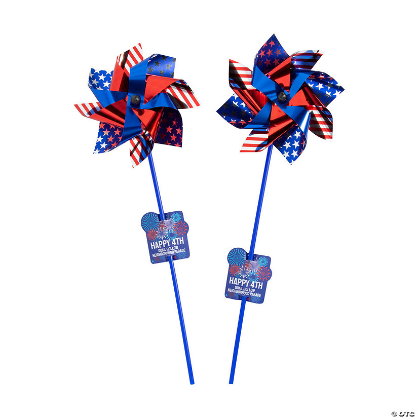 Jumbo Patriotic Pinwheels with Personalized Tags - 24 Pc. Image Thumbnail