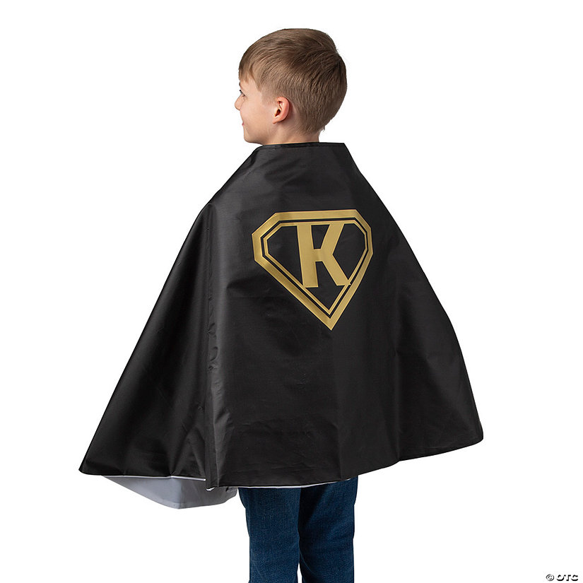 Kids Personalized Monogram Black Superhero Cape - 6 Pc. Image Thumbnail