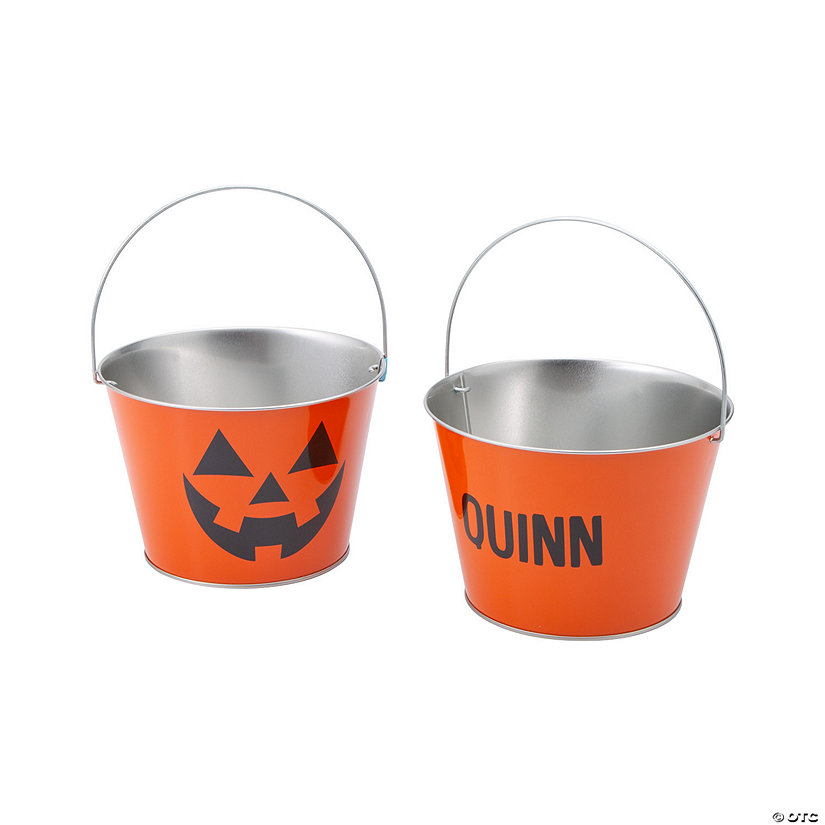 Large Personalized Jack-O&amp;#8217;-Lantern Pails - 3 Pc. Image