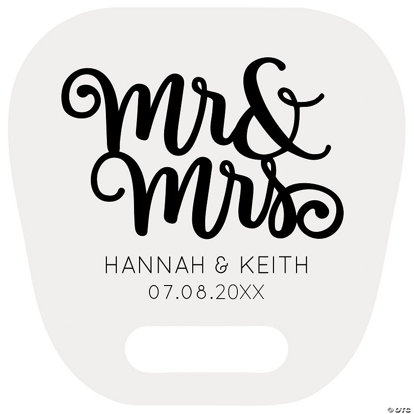 Large Personalized Mr. & Mrs. Wedding Hand Fans with Cutout Handle - 12 Pc. Image Thumbnail